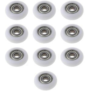 10 Pcs 5x23x7.3mm Nylon Plastic Carbon Steel Bearings Pulley Wheels Embedded Gro