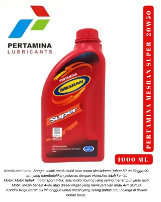 Oli Mesran Super 20W50 800ml 100% ORIGINAL Pelumas Pertamina Supra x Revo Satria Jupiter Vega dll