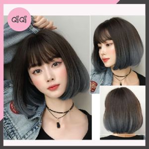 Tóc giả nguyên đầu CAO CẤP tóc vic highlight xanh đen xu hướng 2022 Qiqishop – tặng lưới đội đầu