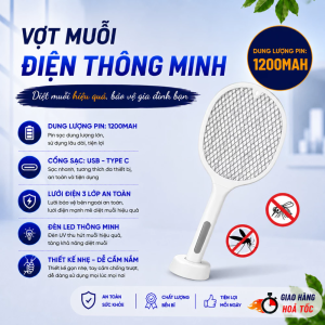 Vợt Muỗi Điện 2in1 – Vợt Bắt Muỗi Thông Minh Diệt Muỗi Tức Thì Sạc Điện Tiện Lợi An Toàn Cho Mọi Gia Đình