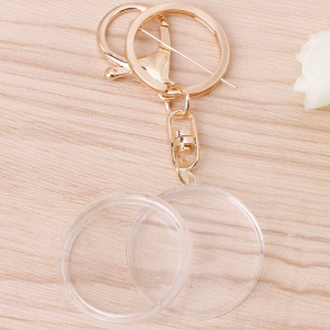 Viên nang miếng giữ acrylic với Vòng đệm cho móc khóa hợp kim Keyring 30mm 27mm