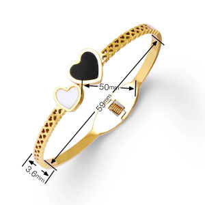 MillionGrid Vòng tay trái tim bằng thép titan đồ trang sức Tay Hình Học Lãng Mạn màu vàng thẩm mỹ lãng mạn Quà Tặng bên