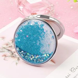 【1-3 Days Delivery】Quicksand Net Red Small Mirror Cute Girl Heart Double-sided Portable Portable Makeup Mirror