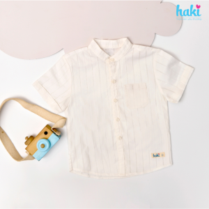 Áo sơ mi bé trai cổ tàu áo sơ mi vải 100% cotton cho bé từ 10-26kg áo đi học cho bé trai hàng chính hãng HAKI HK520