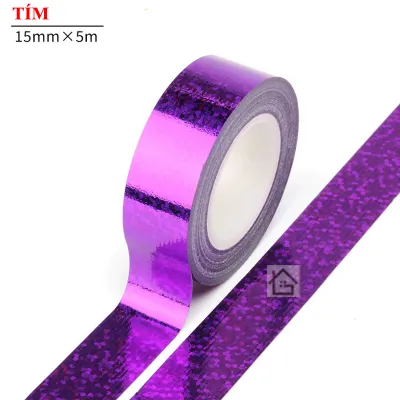 Băng keo lazer phản quang nhiều màu sắc rộng 15MM dài 5 Mét