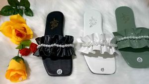 dép bèo đính ngọc mũi vuông  tiểu thư cực kì dễ thương.