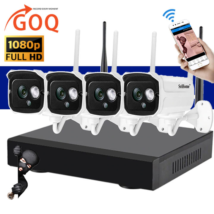 1080P FHD (4 units) WiFi Camera CCTV Channel NVR Wireless
