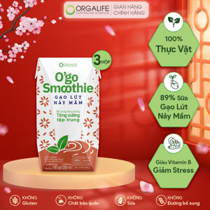 OGO SMOOTHIE GẠO LỨT NẢY MẦM - Sinh Tố Giảm Stress Tăng Tập Trung - Lốc 3 Hộp x 200ML