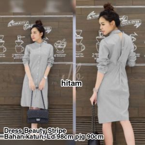{ THABITHA } VL / dres beauty stripe / baju dres wanita terbaru / dress lebaran terbaru / midi dress / baju lebaran terbaru / dress wanita korean style / dress cantik ibu muda/ dress katun wanita / { free ongkir + cod }