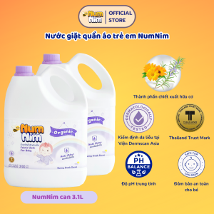 [COMBO 2] Nước giặt quần áo cho bé NumNim Thái Lan thành phần hữu cơ dịu nhẹ - Khử mùi - 3.1L - Hàng Chính Hãng