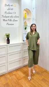 Baju Setelan Pendek Wanita Dewasa Polos Pololinen Lengan Pendek Selutut Terbaru Kekinian 2023