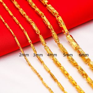 MINCYO Emas 916 Gold Bangkok Solid Pure Hexagonal Bamboo Necklace Retro
