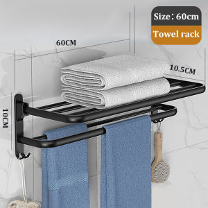 Manuyama Towel Rack Hanging Holder Space Aluminum Bathroom Stand Organizer Rack Accesories Organizer Bathroom Rack