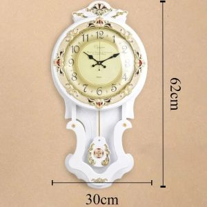 Sacesr Wood Vintage Wall Clocks Silent Pendulum Clock Nordic Large Home Decor Watches Living Room Luxury Art Decoration Accessories 9Q4T2