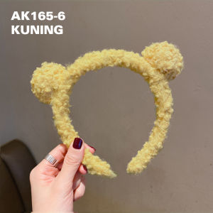 Bando Korea Perempuan Dewasa Aksen Telinga Beruang Berbulu Aksesoris Hiasan Rambut Wanita AK165