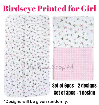 THE BABY SHOP PH 6pcs/3pcs Printed Birdseye Lampin for Newborn Cotton Baby Cloth Diaper with Cute Designs for Boy and for Girl Birds Eye