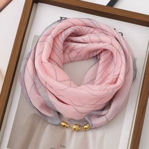 ADAM Vải voan Khăn vuông Khóa từ tính Nhẹ Khăn quàng cổ Thoáng khí Vải satin Khăn quàng cổ in họa tiết sọc. Phụ nữ