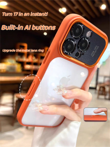 Metal Camera Protect Phone Case for iPhone 17 Pro Max 16 15 14 Air Large Transparent Window to Show Apple Logo Clear Hard Cover