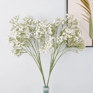 MAOMEI STORE Nhựa Cành hoa giả Gypsophila Cảm giác chân thật Thanh lịch Hoa Gypsophila giả Cắm hoa Trắng Hoa giả Trang trí văn phòng tại nhà