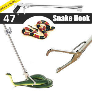 120cm Snake Tong Professional Collapsible Snake Catcher Tool With Zigzag Wide Jaw And Metal Automatic LockStainless Steel Reptile Grabber Rattle Catcher