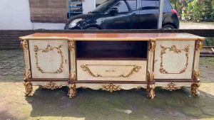 Bisa COD Bufet tv jati retro motif marmer