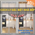 Màn cửa ngăn mùi khói nhà bếp dán tường CM7-11 rèm ngăn phòng điều hòa giảm tiếng ồn tháo lắp nhanh 2 màu lá xám/ nâu. 