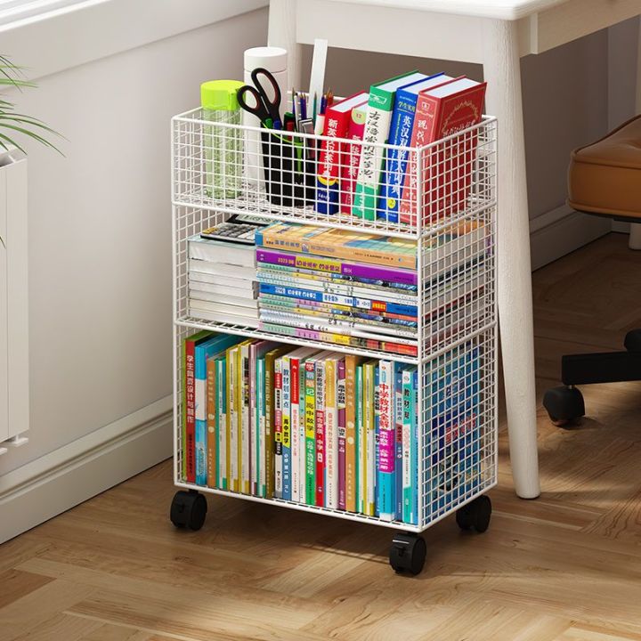 Mobile Bookcase Under Table Shelving Floor-To-Ceiling Bookstand High ...