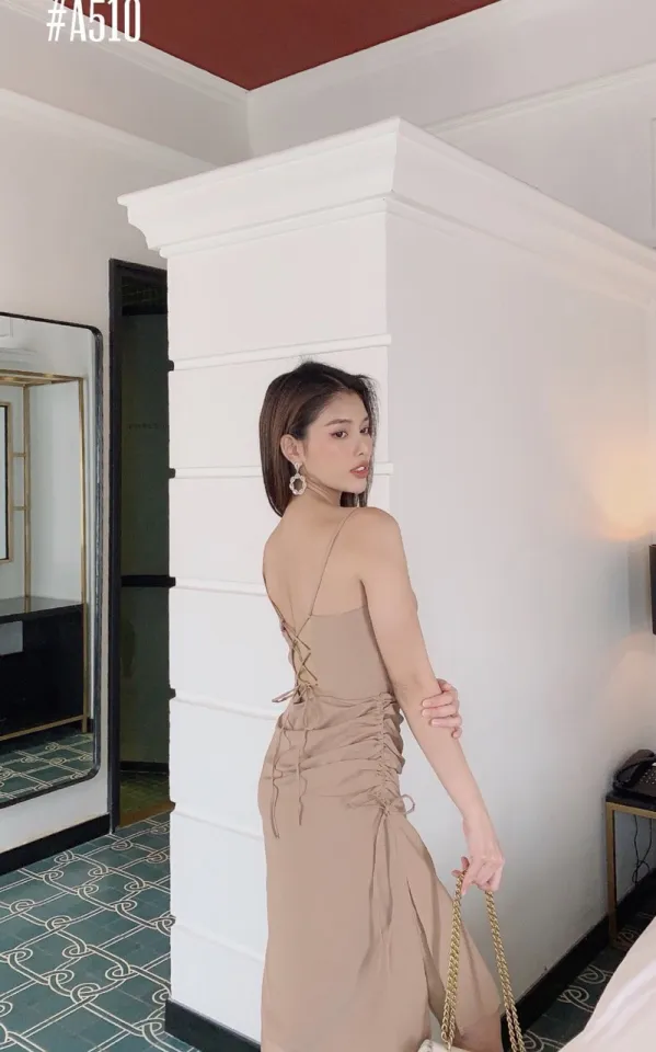 Váy lụa 2 dây cổ đổ hàng loại 1 (XẢ HÀNG SL ÍT) | Shopee Việt Nam