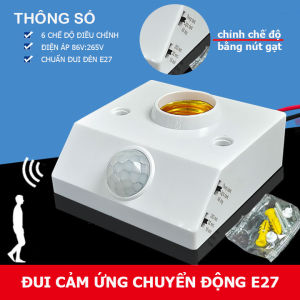 [LOẠI TỐT CÓ CÔNG TẮC CHỈNH] Đuôi đèn cảm biến chuyển động hồng ngoại E27- đui đèn điều khiển từ xa