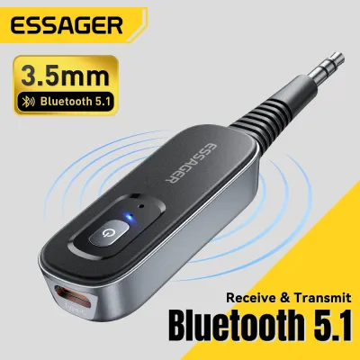 Essager Bluetooth 5.1 Adapter Receive (RX)/Transmit (TX) signals Two in one Bluetooth Receiver Transmitter For Computer Switch Speaker TV Car Console MP3/MP4 Tablet Laptop Mobile Phone Bluetooth Earphones Headset Audio Receiver Transmitter