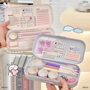 [COD] shiou Kawaii morandi bút chì đơn giản trường hợp sinh viên công suất lớn hai lớp bút chì trường hợp phim hoạt hình văn phòng phẩm tổ chức đồ dùng học tập