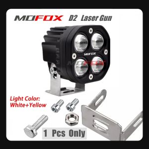 MOFOX D2 Laser Gun White&Yellow Fog Light For Motorcycle Car LED 80W Waterproof Mini Driving Light