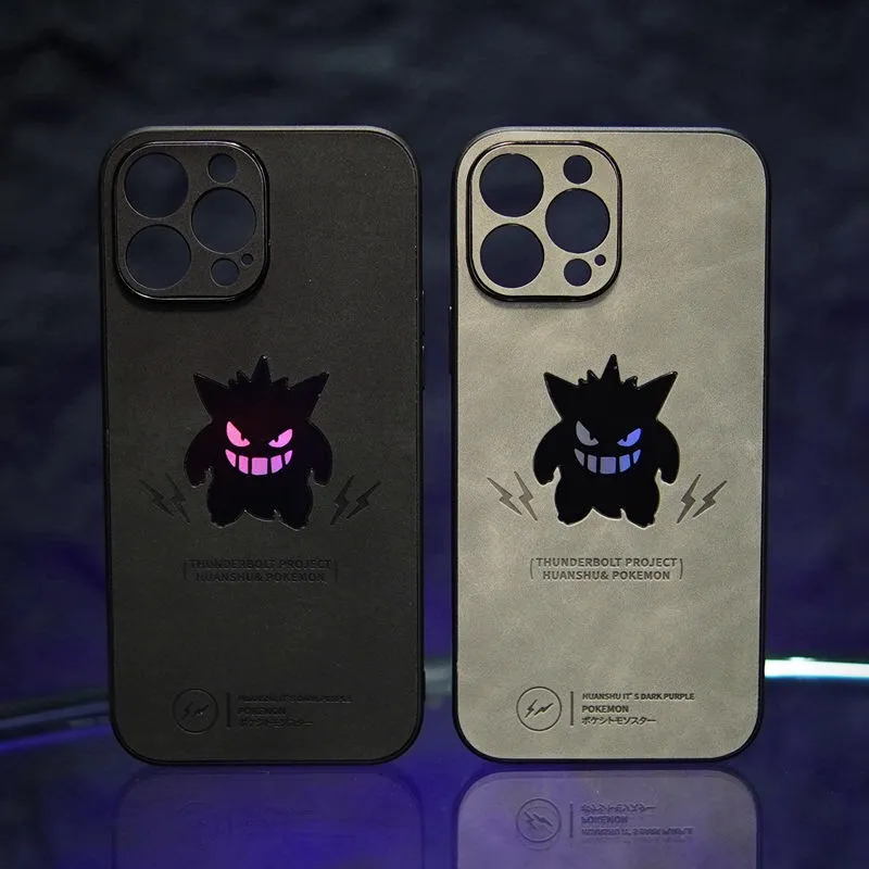 Cool Pokemon Gengar Laser Leather Mobile Phone Case For iPhone 16