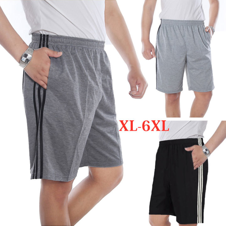 Summer 2021 XL-6XL New Men's Loose Plus Size Shorts With Pocket Cotton Short  Pants Elastic Waist Gym Male Casual Sports Black Grey