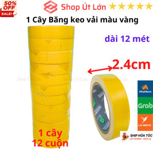 Băng keo vải màu Trắng rộng 2.4cm dài 12 mét mỗi cuộn lõi giấy 3mm - 1 cây có 12 cuộn - Shop Út Lớn