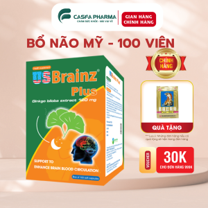 [FREESHIP + QUÀ TẶNG ] Bổ não US Brain Plus tăng cường tuần hoàn máu não giảm đau đầu chóng mặt rối loạn tiền đình hỗ trợ mất ngủ hộp 60v