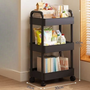 3 Tier Rolling Cart Storage Shelf Organizer with Wheels for Kitchen Room Home Utility Toy Snack Moving Rack