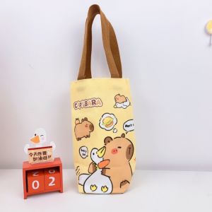 AODDO Cartoon Capybara Water Bottle Cover Canvas Scratch-proof Umbrella Storage Bag Portable Water Bottle Carrier Bag Water Bottle Accessories
