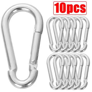 【10Pcs】304 Stainless Steel Spring Carabiner Snap Hook Keychain Quick Link Lock Buckle