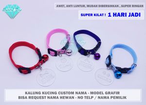 Kalung Kucing + Custom Nama / Kalung Anjing Custom Nama / Kalung Nama Kucing / Kalung Kucing Custom Nama / Kalung Hewan Peliharaan