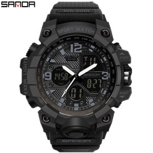 SANDA Fashion Mens Watches Casual Men Led Digital SportsQuartz Clock Couple Watch Women Top Brand Luxury Waterproof Outdoor Military Army Watch