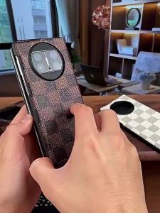 Applicable to Huawei matex2 Case Plaid x3 Pattern Folding Screen Flip Leather Case matex5 Genuine Leather Phone Case