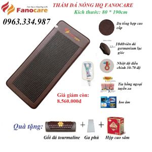 Thảm đá nhiệt nóng Hàn Quốc Fanocare KT 80*190cm đá germanium lục giác đen ( Tặng kèm 3 quà tặng)
