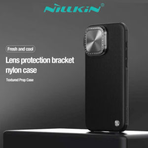 Ốp Lưng Sợi Carbon Cao Cấp Nillkin Textured Prop Chống Sốc Bảo Vệ Camera Giá Đỡ Điện Thoại Cho iPhone 15 Pro Max/16 plus