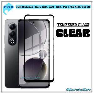 Tempered Glass Itel S25 S23 A80 A70 A50 P65 P55 NFC P55 5G Anti Gores Kaca Full Cover
