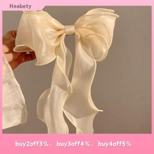 Heabety Mesh Barrette Bow Ribbon Hair Clips Sweet Gentle Girly Back Of Head Super Fairy Hairpins Advanced Fashion Headwear Accessories