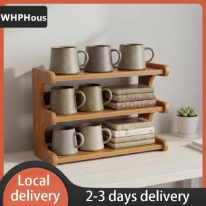 [COD] WHPHous Ship within 24 hours 2 3-tier Bamboo Desktop Water Cup Holder storage Rack organizer wooden Desktop Storage Rack