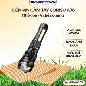 Đèn pin cầm tay SEKA CORISU A76 chiếu xa 300m có zoom xa gần chống nước ipx4 nhiều chế độ