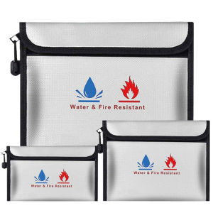 Fireproof & Waterproof Security Pouch with Zipper - Document Bag Money Holder Passport Protector for Home Travel & Emergency Use