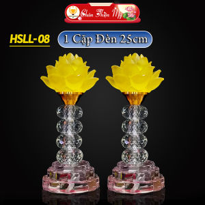 Đèn Thờ Hoa Sen Lưu Ly Cao Cấp Có Led Đổi Màu Để Bàn Thờ Phật Trang Trí Bàn Thờ Gia Tiên HSLL-08